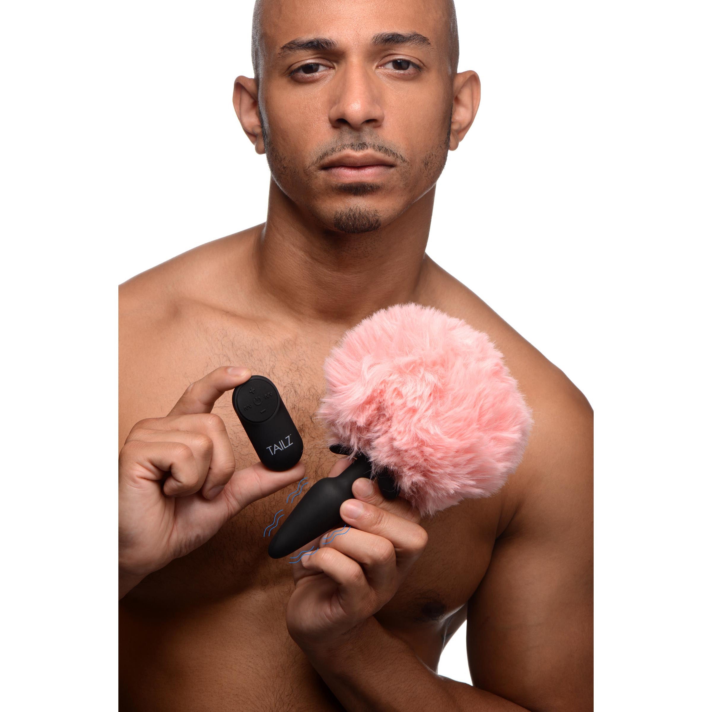 Snap-On Vibrating Silicone Anal Plug & 3 Tails w- Remote Control